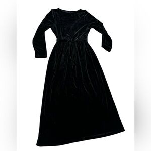 Zattcas Women's Elegant Velvet BLACK Long Sleeve Party Long Dress Size XL